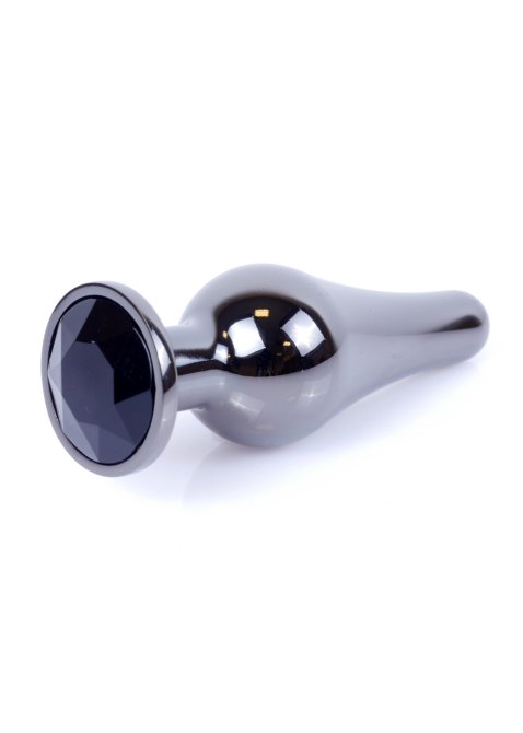 HeavyFun Dark Silver anální kolík s kamínkem S černý