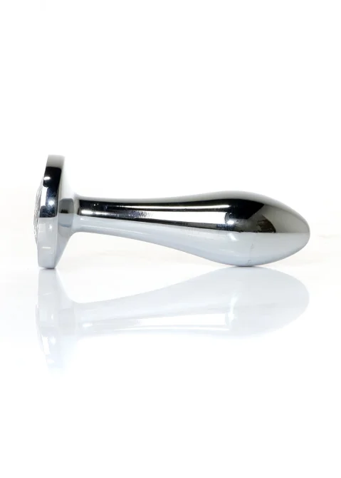 HeavyFun Silver Plug anální kolík s kamínkem S čirý