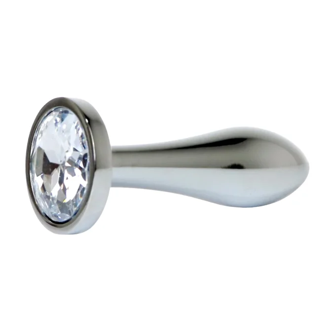 HeavyFun Silver Plug anální kolík s kamínkem S čirý