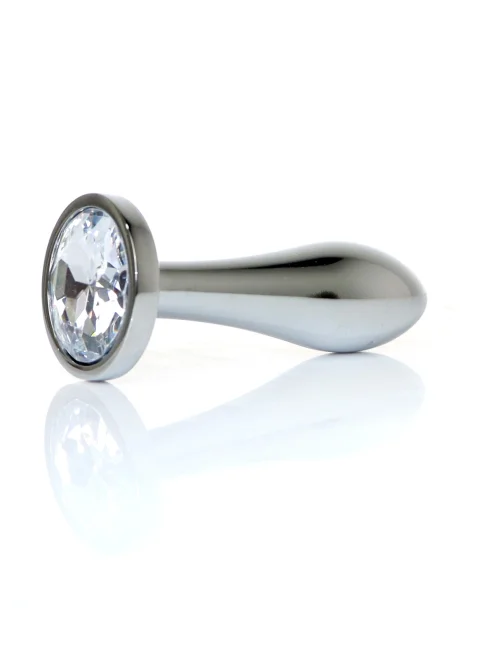 HeavyFun Silver Plug anální kolík s kamínkem S čirý