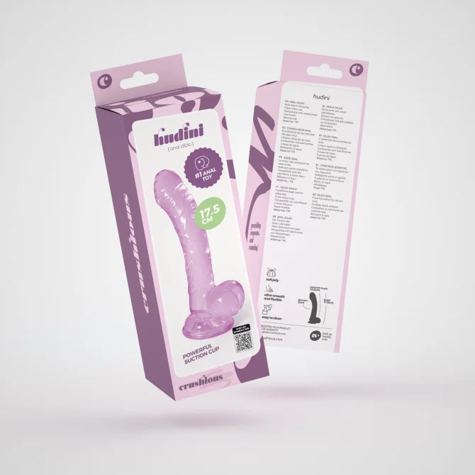 Hudini realistické dildo s přísavkou 18 cm fialové