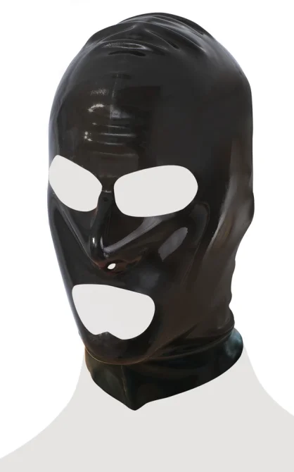 LateX maska na obličej s otvory pro oči a ústa černá