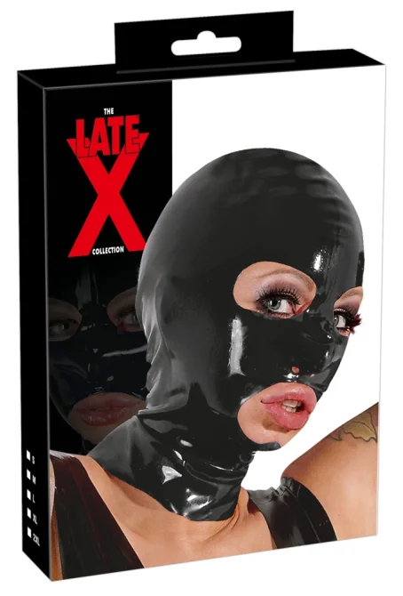 LateX maska na obličej s otvory pro oči a ústa černá
