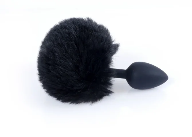 HeavyFun Bunny silikonový anální kolík s ocáskem černý