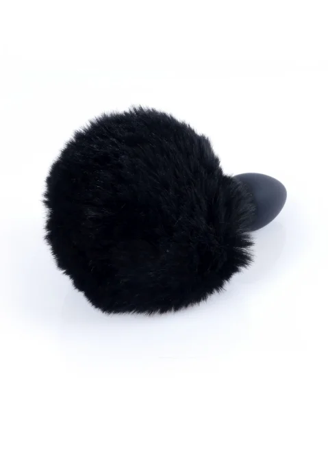 HeavyFun Bunny silikonový anální kolík s ocáskem černý