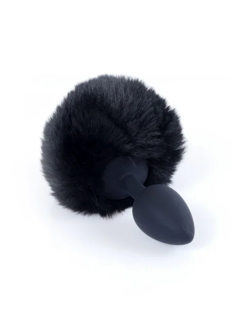 HeavyFun Bunny silikonový anální kolík s ocáskem černý