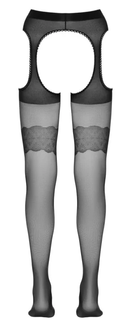 Cottelli Legwear punčocháče s ozdobnými pásky na stehnech černé S
