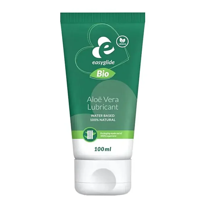 Zeleno-bílá tubička lubrikačního gelu EasyGlide Bio & Natural Aloe vera 100 ml