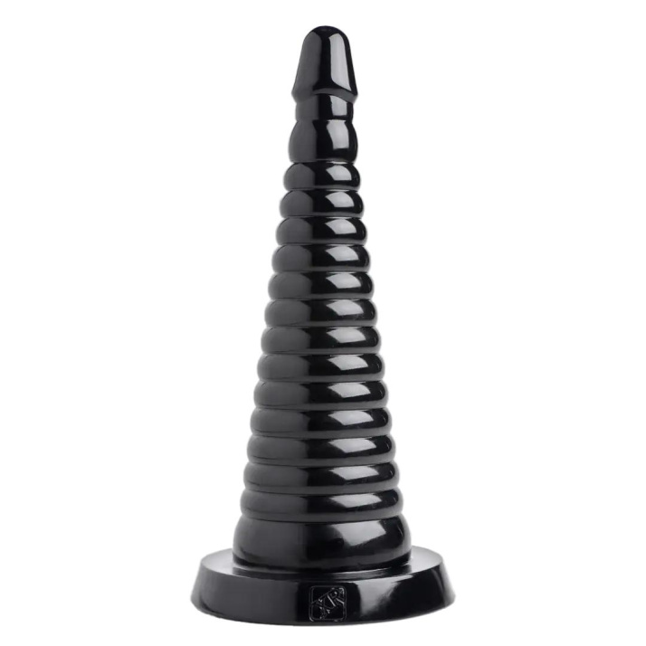 Giant Ribbed anální dildo - černé
