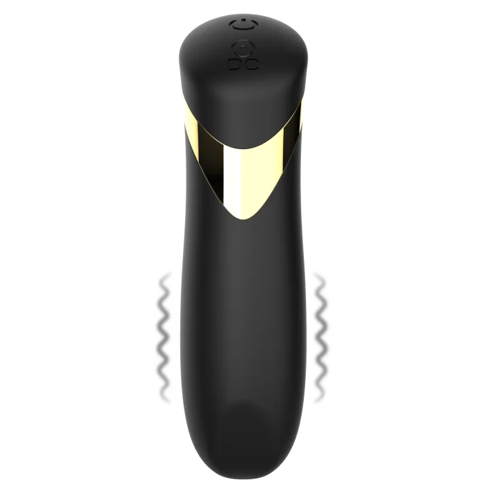 BASIC X Lip stick černý minivibrátor se zlatým pruhem a viditelným ON/OFF tlačítkem na vrchu.