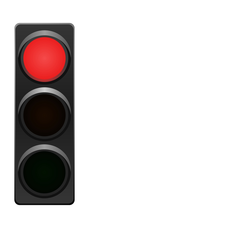 Semafor s rozsvícenou červenou barvou = STOP