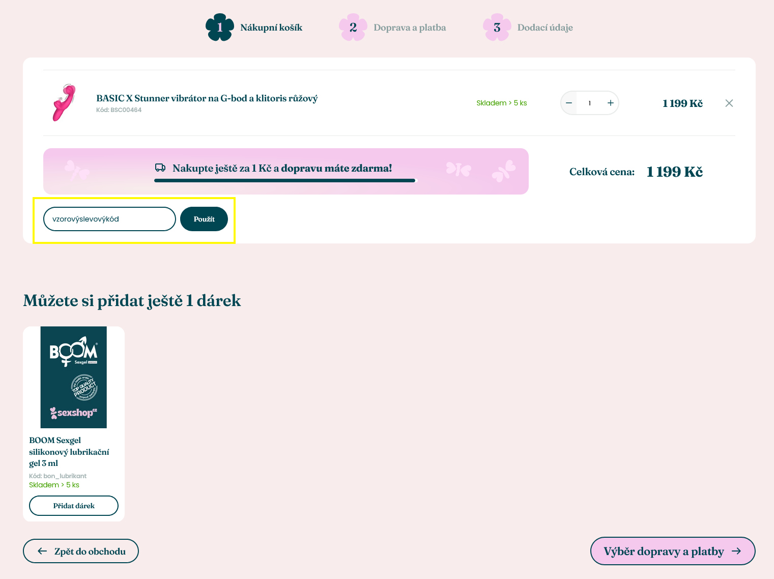 2. krok uplatnění slevového poukazu