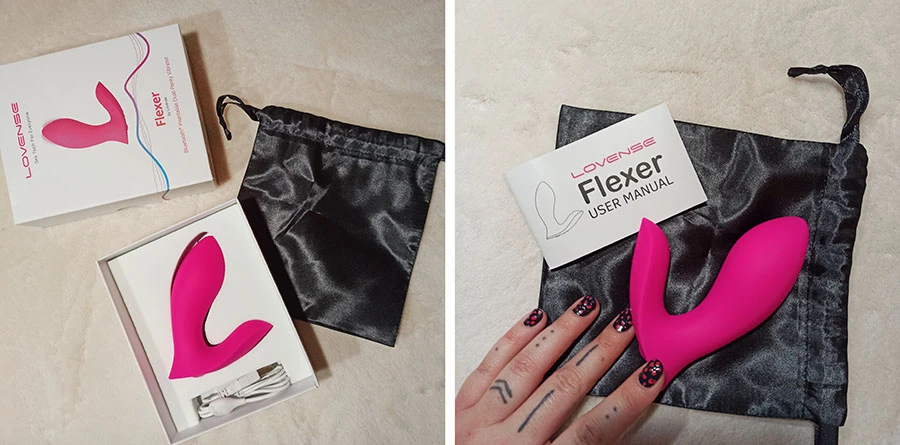 Fotky baleni a produktu - vibrátoru do kalhotek Lovense Flexer